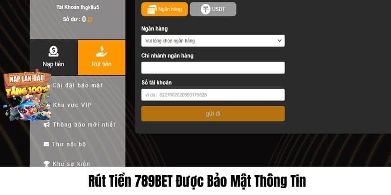 Nhà cái bảo mật thông tin rút tiền của hội viên